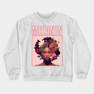 Black Flower Melanin Girl Crewneck Sweatshirt